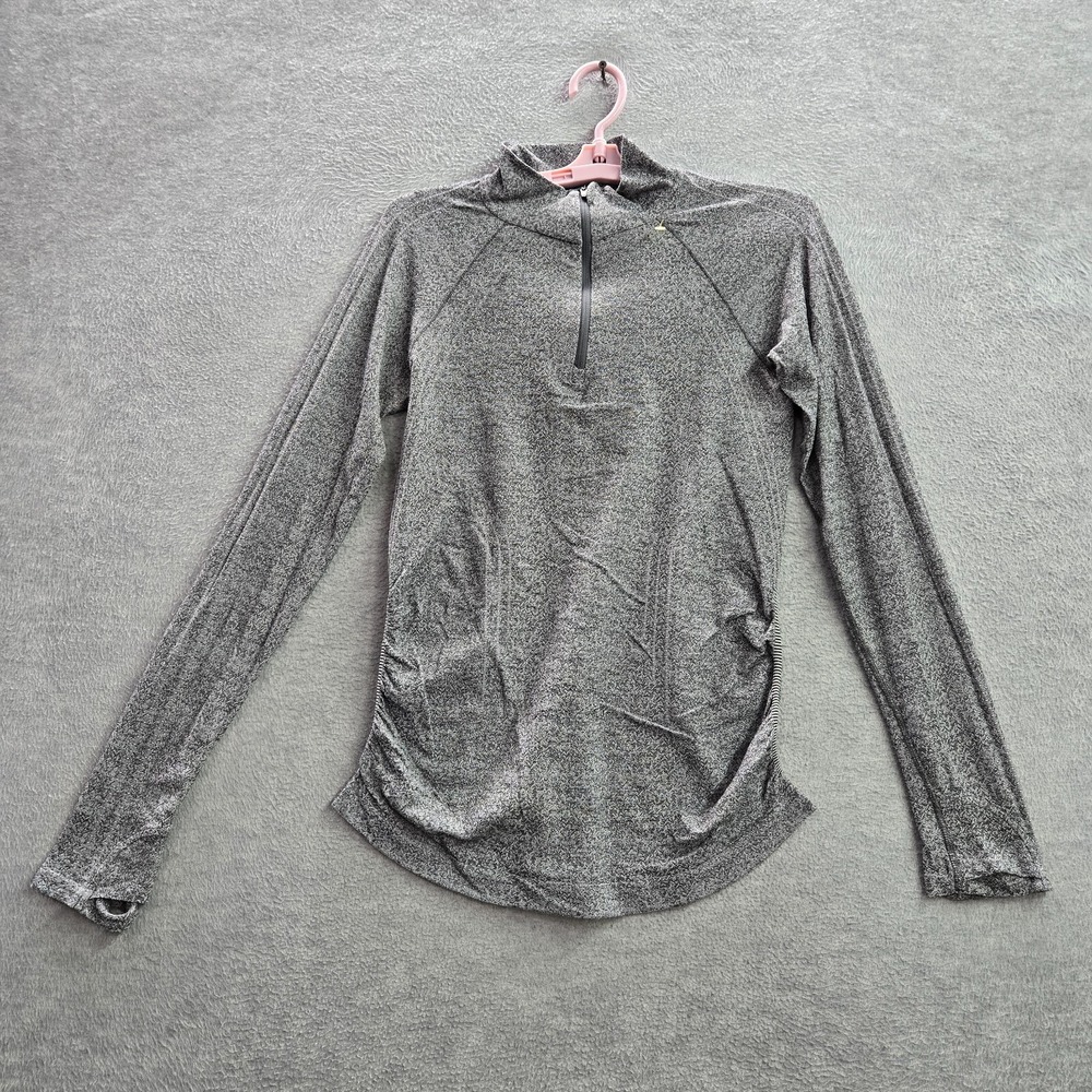 Athleta Women‎ Sweatshirt Medium Gray Fastest Track Half Zip Thumbholes Pullover